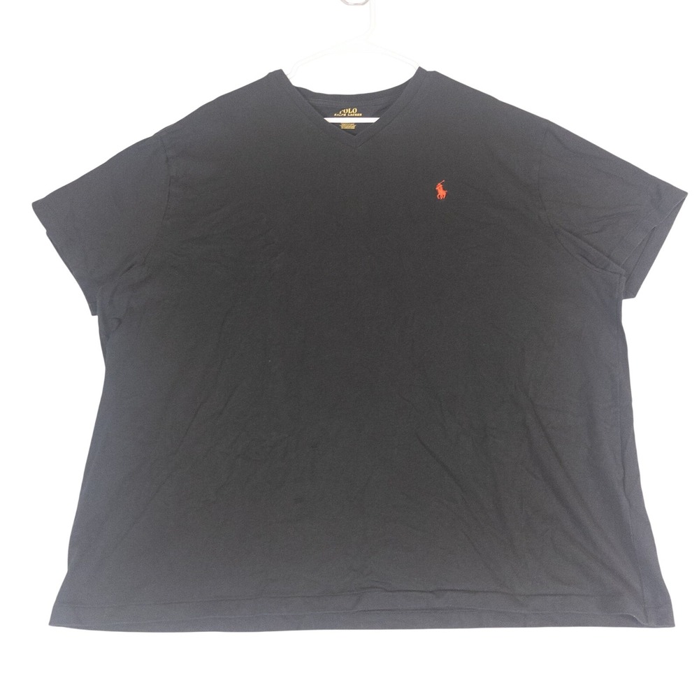 Polo Ralph Lauren Mens XXL Black Classic Fit Red Pony Logo V-Neck T-Shirt